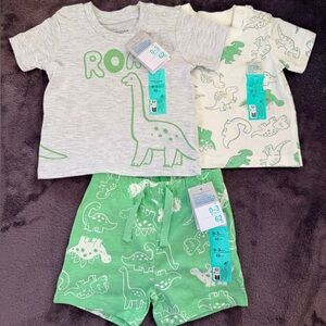 Baby's Dinosaur Matching Set - 2 tees and 1 shorts
